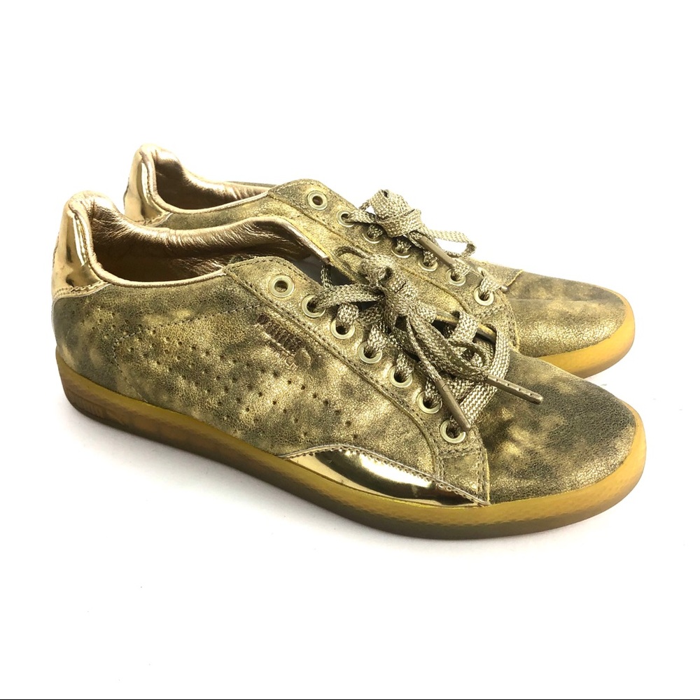 Puma Match Lo Gold Metallic Sneakers Size 7.5